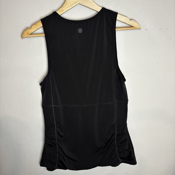Athleta Sculpttek Tank Top Women’s M Black Mesh Ruched Sleeveless Activewear - Picture 8 of 14